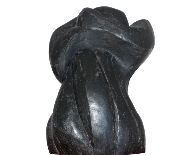 sculpture stylisée en terre chamottée, patinée à imitation bronze