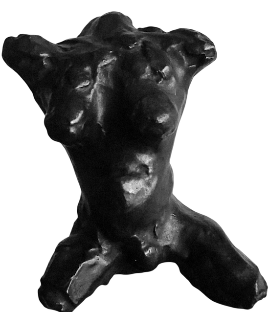 Torse féminin, sculpture en bronze à la patine noire